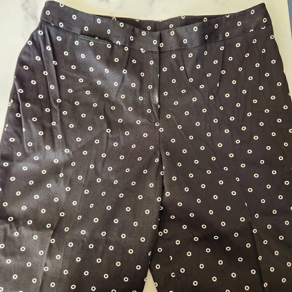 Rafaella 16 polka dot plus size flared dress pants black white